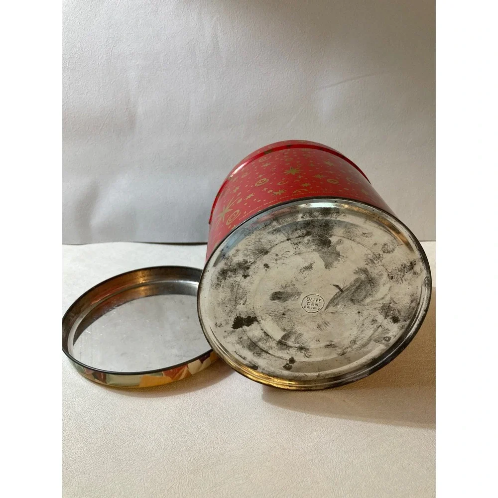 Vintage Peerless Confection Co Chips N Chews Candy Tin Red Starburst Chicago
